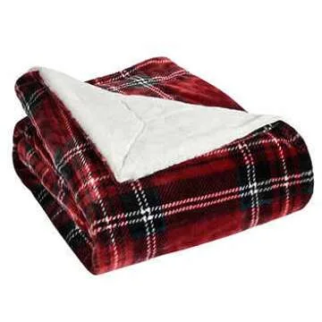 Life Comfort Ultimate Faux Fur Throw Red Plaid