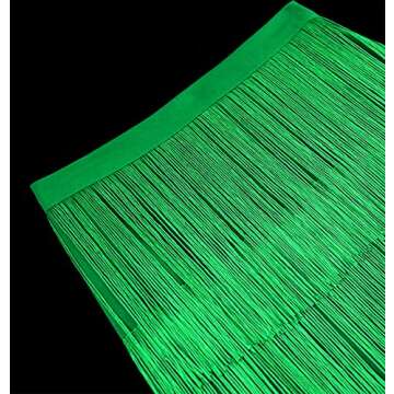 AOMEI Spring Green High Waist Fringe Midi Skirt