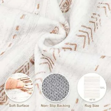 Area Rug Living Room Rugs: 4x6 Soft Machine Washable Boho Neutral Farmhouse Stain Resistant Moroccan Indoor Floor Carpet for Bedroom Nursery Kids Entryway Kitchen Entry Bedside Home House Decor- Brown