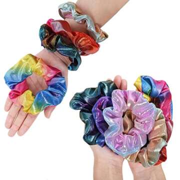 Onwon 8 Pieces Shiny Metallic Scrunchies - Glam Up Your Hair with Style!