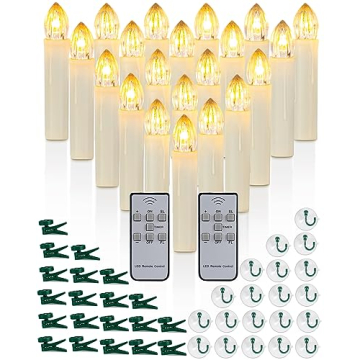 Raycare 20 Pcs Flickering Candles for Christmas Tree, Remote Christmas Tree Candles with Remote and ...
