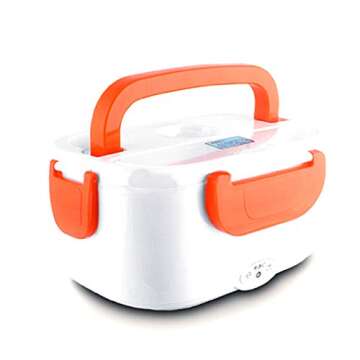 OldPAPA Portable Electric Lunch Box Food Heater 12V Car-use Charging Adapter Lunch Heater Removable 304 Stainless Steel Container Food Grade Material(Orange)