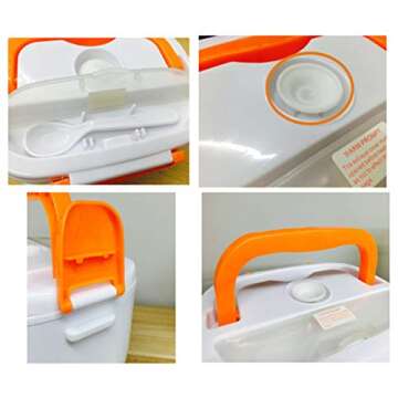 OldPAPA Portable Electric Lunch Box Food Heater 12V Car-use Charging Adapter Lunch Heater Removable 304 Stainless Steel Container Food Grade Material(Orange)