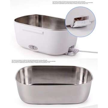 OldPAPA Portable Electric Lunch Box Food Heater 12V Car-use Charging Adapter Lunch Heater Removable 304 Stainless Steel Container Food Grade Material(Orange)