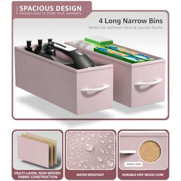 Sorbus Kids Narrow Dresser with 4 Drawers - Vertical Slim Storage Chest of Drawers with Steel Frame, Wood Top & Easy Pull Fabric Bins for Small Spaces, Closets, Bedroom, Bathroom & Laundry