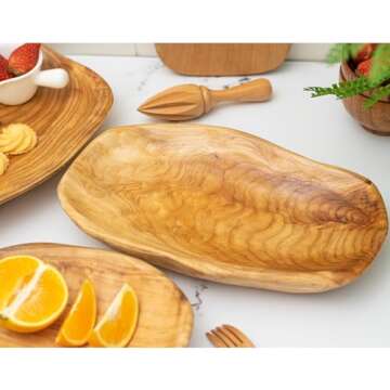 Cospring Root Wood Dish, Party Platter and Tray for Sandwich Bread Serving, appetizer display, Vintage ring dish, Hand Carved Artworks (12-13 inch)