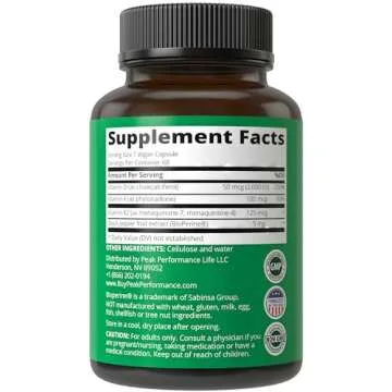 Peak Performance Advanced Vitamin D 2000 IU with All 3 Types of Vitamin K Vitamin D3 and Vitamin K2, K1, MK-7 (MK7), MK4 Supplements. 60 Small and Easy to Swallow Vegetable Pills (2000 IU)