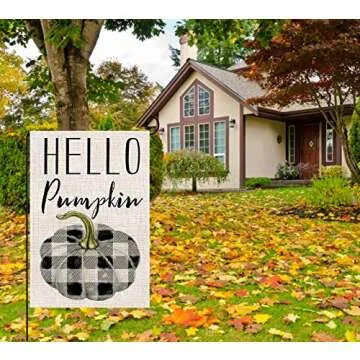 BLKWHT Hello Pumpkin Fall Garden Flag Double-Sided Decor