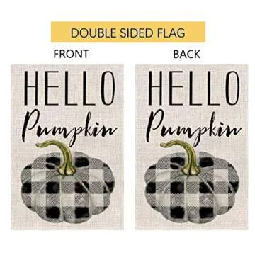 BLKWHT Hello Pumpkin Fall Garden Flag Double-Sided Decor