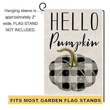 BLKWHT Hello Pumpkin Fall Garden Flag Double-Sided Decor