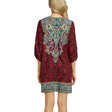 Bohemian Neck Tie Vintage Summer Shift Dress for Women