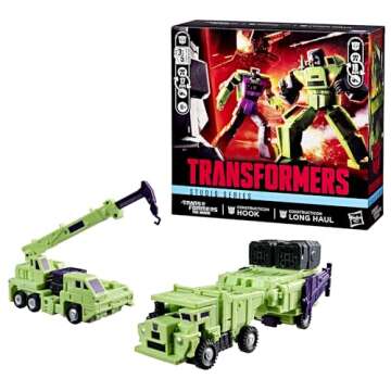 Transformers Studio Series The The Movie Constructicon Long Haul & Constructicon Hook, 6.5-inch Action Figures, Robot Toys for Ages 8+