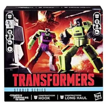 Transformers Studio Series The The Movie Constructicon Long Haul & Constructicon Hook, 6.5-inch Action Figures, Robot Toys for Ages 8+
