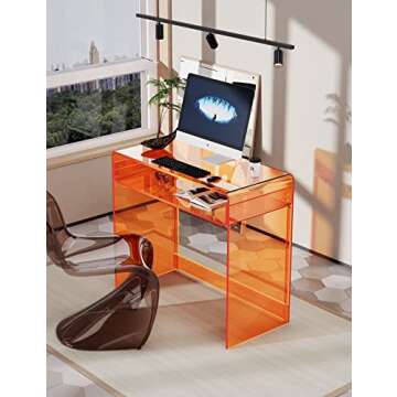 solaround Acrylic Desk Laptop Study Table Home Office Console Table Entrance Table, 33.5'' x 15.7'' ...