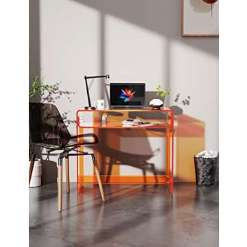 solaround Acrylic Desk Laptop Study Table Home Office Console Table Entrance Table, 33.5'' x 15.7'' x 29.5'' (Orange)
