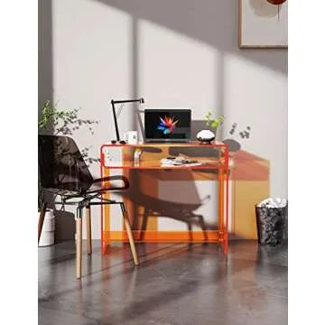 solaround Acrylic Desk Laptop Study Table Home Office Console Table Entrance Table, 33.5'' x 15.7'' x 29.5'' (Orange)