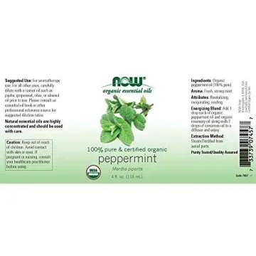 NOW Foods Essential Oils, Organic Peppermint Oil, Invigorating Aromatherapy Scent, Steam Distilled, ...