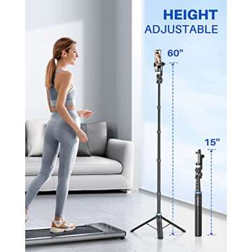 𝗡𝗲𝘄𝗲𝘀𝘁 Phone Tripod, ANGFLY 60" Selfie Stick Tripod with Remote, Travel Tripod for iPhone Compatible with iPhone 14 Pro Max /13 Pro / 12 Pro Max/Samsung S21 Ultra/Camera