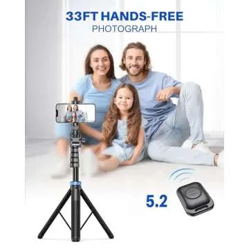 𝗡𝗲𝘄𝗲𝘀𝘁 Phone Tripod, ANGFLY 60" Selfie Stick Tripod with Remote, Travel Tripod for iPhone Compatible with iPhone 14 Pro Max /13 Pro / 12 Pro Max/Samsung S21 Ultra/Camera