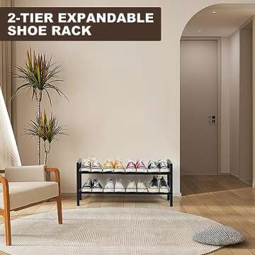 SALADAYS Expandable 2-Tier Shoe Rack for Organized Storage