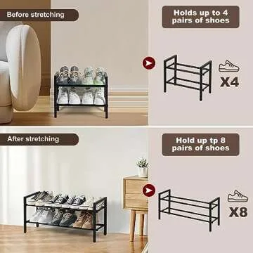 SALADAYS Expandable 2-Tier Shoe Rack for Organized Storage