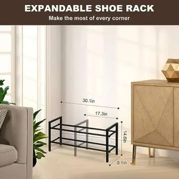 SALADAYS Expandable 2-Tier Shoe Rack for Organized Storage