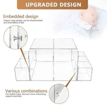 GILPWA Diaper Caddy, Baby Changing Table Organizer, Detachable Clear Acrylic Diaper Storage for Wipe Dispenser, Wipe Warmer and other Diapering Essentials