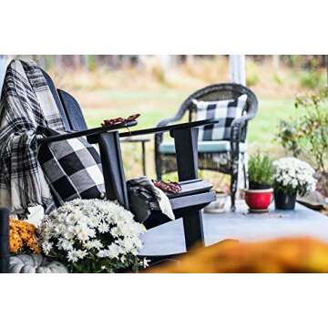 4TH Emotion Set of 2 Farmhouse Buffalo Check Plaid Throw Pillow Covers Cushion Case Polyester Linen for Fall Home Decor Black and White, 24 x 24 Inches