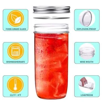 Galssmagic 24 oz Mason Jars for Canning and Storing