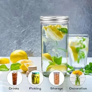 Galssmagic 24 oz Mason Jars for Canning and Storing