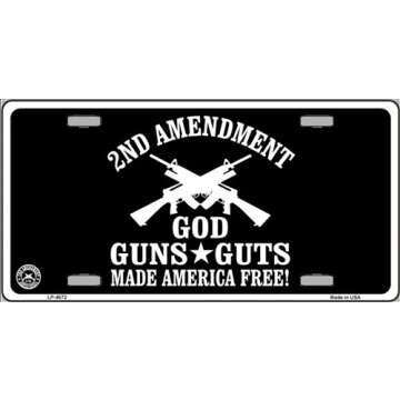 God, Guns, Guts Novelty Vanity License Plate Tag Sign