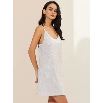 Dazzling Allegra K Glitter Sequin Dress for Parties