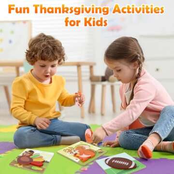 6 Pack Thanksgiving Wooden Puzzle for Toddlers, Thanksgiving Toys Jigsaw Puzzles for Thanksgiving Ac...