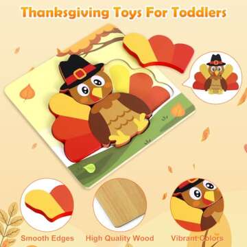 6 Pack Thanksgiving Wooden Puzzle for Toddlers, Thanksgiving Toys Jigsaw Puzzles for Thanksgiving Activities Party Favors Games Kids Boys Girls Thanksgiving Gifts Supplies