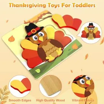 6 Pack Thanksgiving Wooden Puzzle for Toddlers, Thanksgiving Toys Jigsaw Puzzles for Thanksgiving Activities Party Favors Games Kids Boys Girls Thanksgiving Gifts Supplies