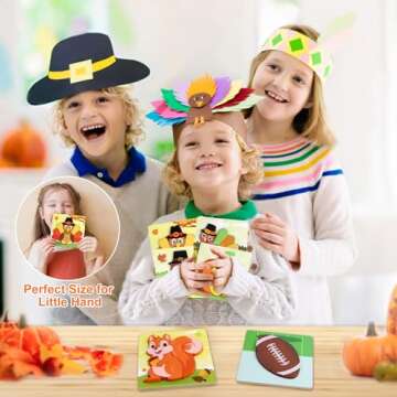 6 Pack Thanksgiving Wooden Puzzle for Toddlers, Thanksgiving Toys Jigsaw Puzzles for Thanksgiving Activities Party Favors Games Kids Boys Girls Thanksgiving Gifts Supplies
