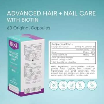 Biosil Advanced Hair + Nail Care - 60 Capsules - Grow, Strengthen & Thicken Hair and Nails - with Pa...