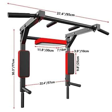 syzythoy Multifunctional Wall Mounted Pull Up Bar Chin Up bar,Dip Station for Home Gym,Indoor Workout,Support to 440Lbs