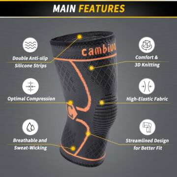 CAMBIVO Knee Compression Sleeves for All Sports Activities