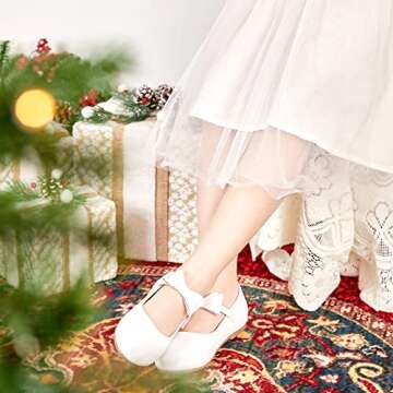 Kiderence Toddler Girls Dress Shoes Little Kids Mary Janes White Ballet Flats Toddler 12
