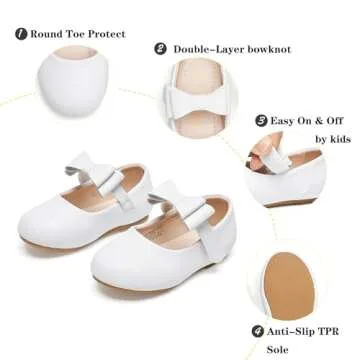 Kiderence Toddler Girls Dress Shoes Little Kids Mary Janes White Ballet Flats Toddler 12