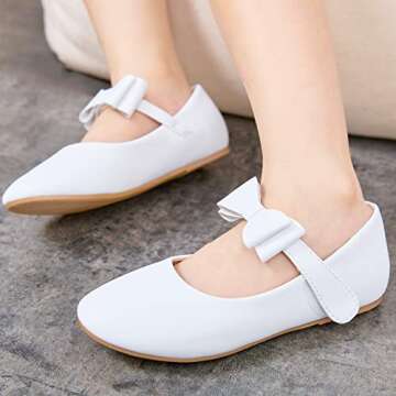 Kiderence Toddler Girls Dress Shoes Little Kids Mary Janes White Ballet Flats Toddler 12