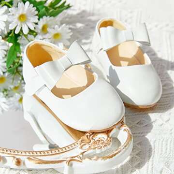 Kiderence Toddler Girls Dress Shoes Little Kids Mary Janes White Ballet Flats Toddler 12
