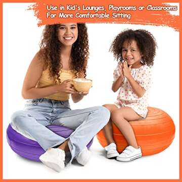 6 Pcs Flexible Seating for Classroom Elementary Yoga Ball Chairs for Kids Inflatable Yoga Ball Office Chair Stability Balance Trainer with Black Inflator for Student Desk Chairs(Bright Color)