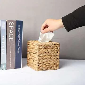 YRMT Woven Wicker Tissue Box Cover - Natural Decor Accent