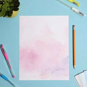 96 Sheets Decorative Watercolored Printer Paper 8.5 x 11 in - Letter Size Double Sided Pastel Stationery Cardstock for Scrapbook