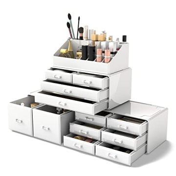 READAEER Makeup Organizer with 12 Drawers for Stylish Storage