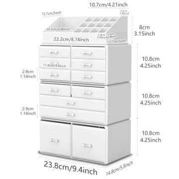 READAEER Makeup Organizer with 12 Drawers for Stylish Storage