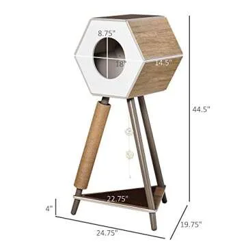 PawHut 44.5" Cat Tree with Jute and Hanging Balls