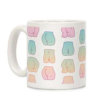 LookHUMAN Kawaii Butt Coffee Mug - Funny Coffee Mugs Adult Humor, Double-Sided Print Ceramic Coffee ...